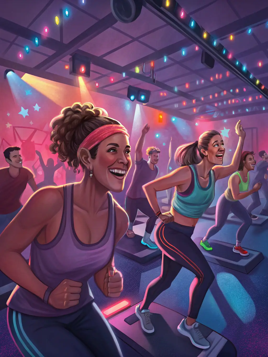 A motivating image of people engaged in a fitness class, highlighting the energy and community spirit of D.U.C.'s fitness programs.